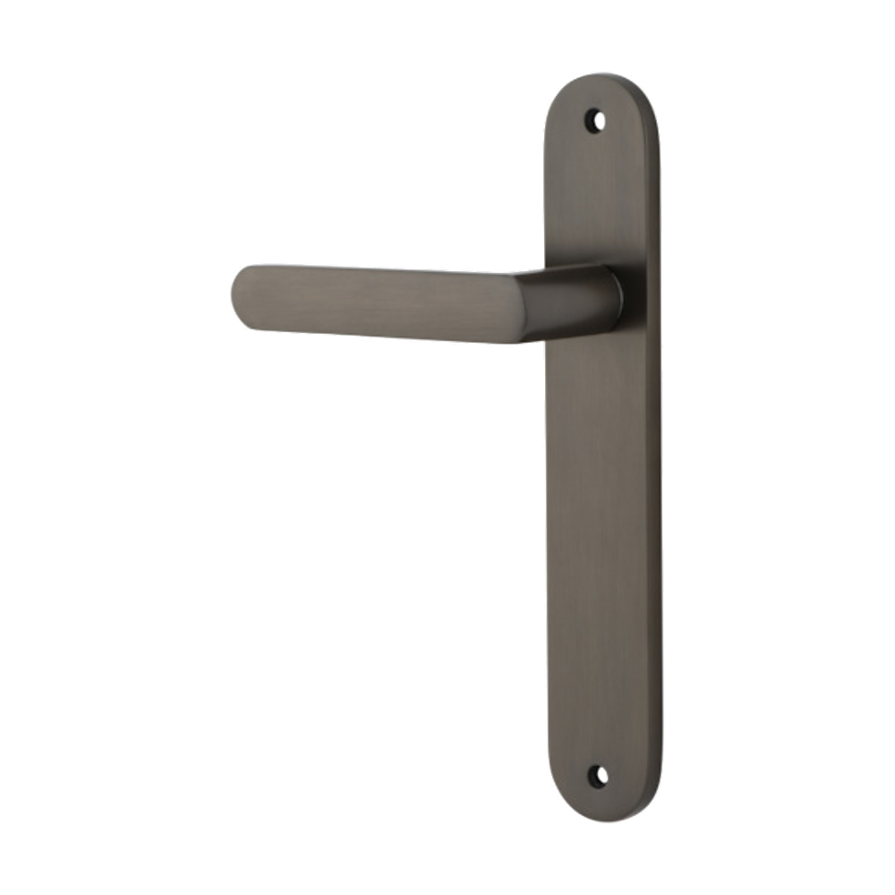 Door Lever Osaka Oval Latch Left Hand Fixed Signature Brass L120xP52mm BPH240xW40mm in Signature Brass