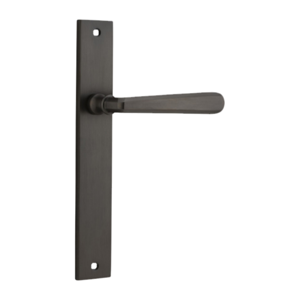 Door Lever Copenhagen Rectangular Latch Right Hand Fixed Signature Brass L120xP57mm BPH240xW38mm in Signature Brass