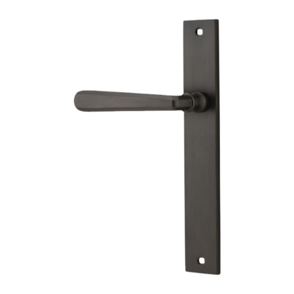 Door Lever Copenhagen Rectangular Latch Left Hand Fixed Signature Brass L120xP57mm BPH240xW38mm in Signature Brass
