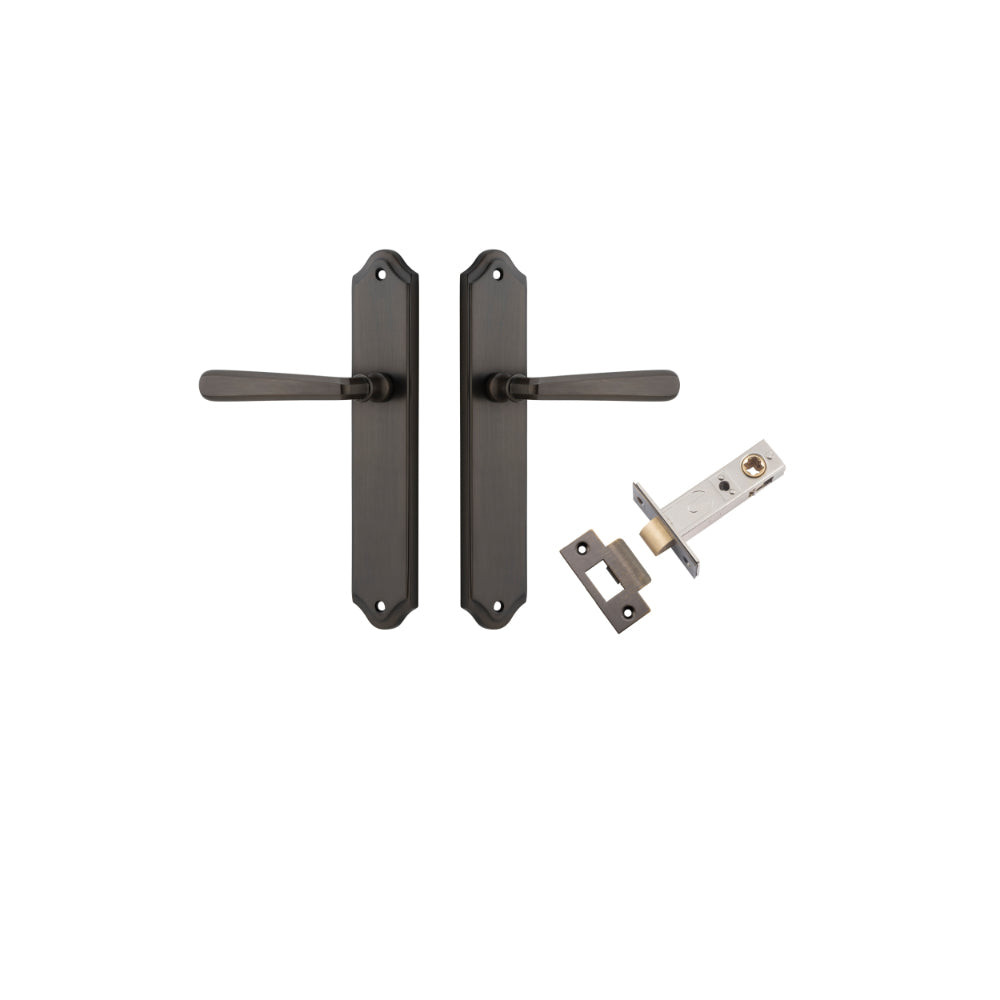 Door Lever Copenhagen Shouldered Latch Pair Signature Brass H250xW48xP61mm Passage Kit Tube Latch Split Cam 'T' Striker Signature Brass Backset 60mm in Signature Brass