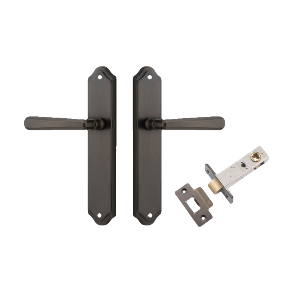 Door Lever Copenhagen Shouldered Latch Pair Signature Brass H250xW48xP61mm Passage Kit Tube Latch Split Cam 'T' Striker Signature Brass Backset 60mm in Signature Brass
