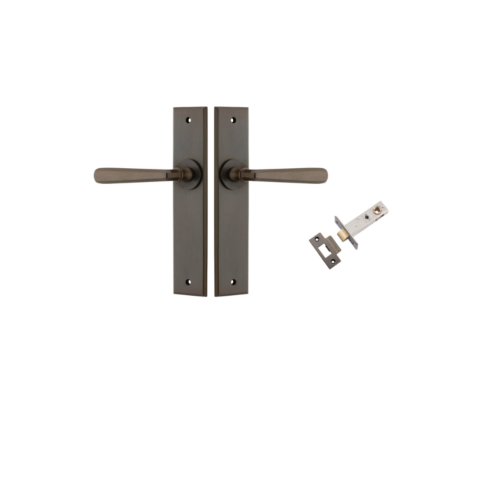 Door Lever Copenhagen Chamfered Signature Brass L120xP59mm BPH240xW50mm Passage Kit Tube Latch Split Cam 'T' Striker Signature Brass Backset 60mm in Signature Brass