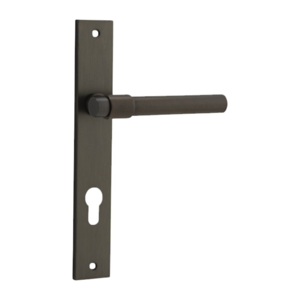 Door Lever Helsinki Rectangular Euro Pair Signature Brass CTC85mm H240xW38xP44mm in Signature Brass