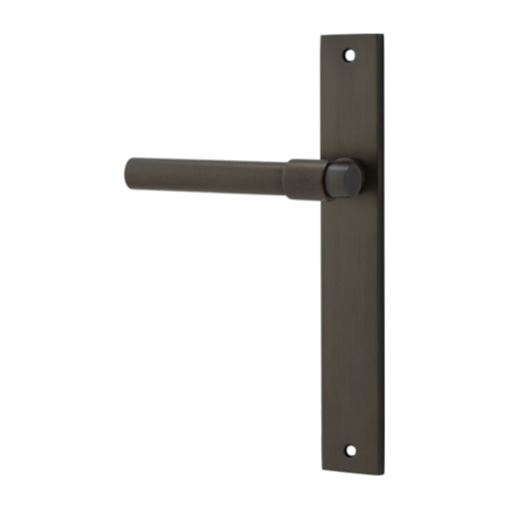 Door Lever Helsinki on Long Backplate Signature Brass H240xW38xP44mm - Left Hand Fixed in Signature Brass