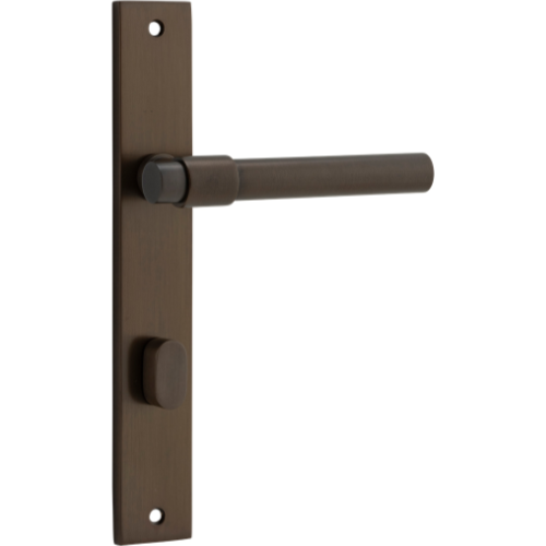 Door Lever Helsinki Rectangular Privacy Pair Signature Brass CTC85mm H240xW38xP44mm in Signature Brass