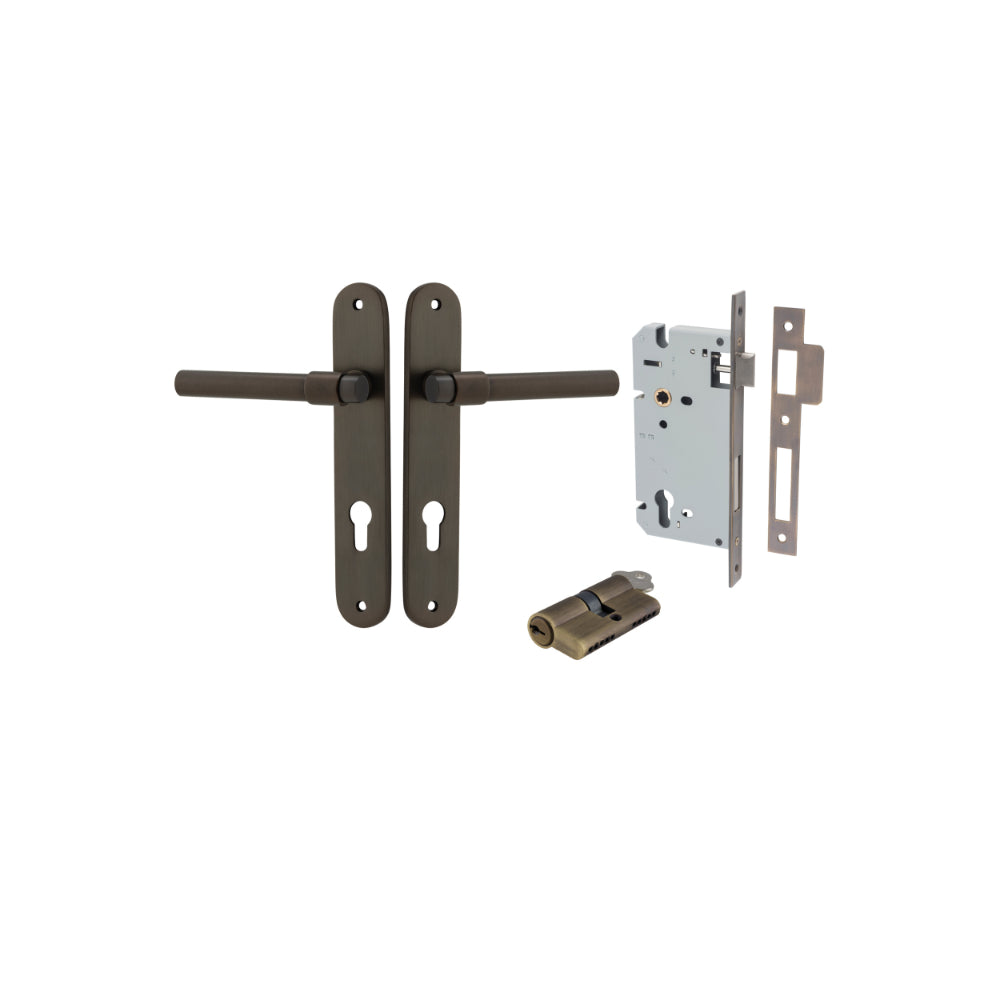 Door Lever Helsinki Oval Euro Pair Signature Brass CTC85mm H240xW40xP44mm Entrance Kit Mortice Lock Euro Signature Brass CTC85mm Backset 60mm, Euro Cylinder Dual Function 5 Pin Signature Brass L65mm KA1 in Signature Brass