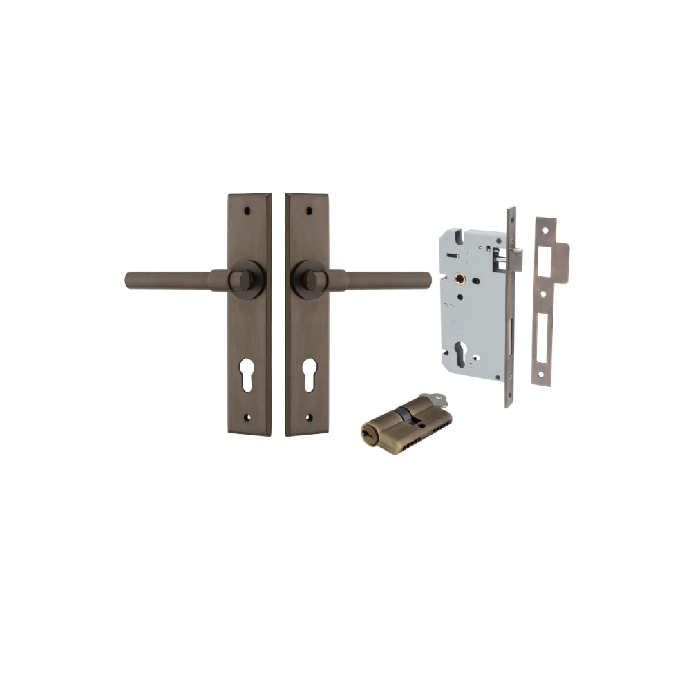 Door Lever Helsinki Chamfered Euro Pair Signature Brass CTC85mm L137xP60mm BPH240xW50mm Mortice Lock Euro Signature Brass CTC85mm Backset 60mm, Euro Cylinder Dual Function 5 Pin Signature Brass 65mm KA4 in Signature Brass
