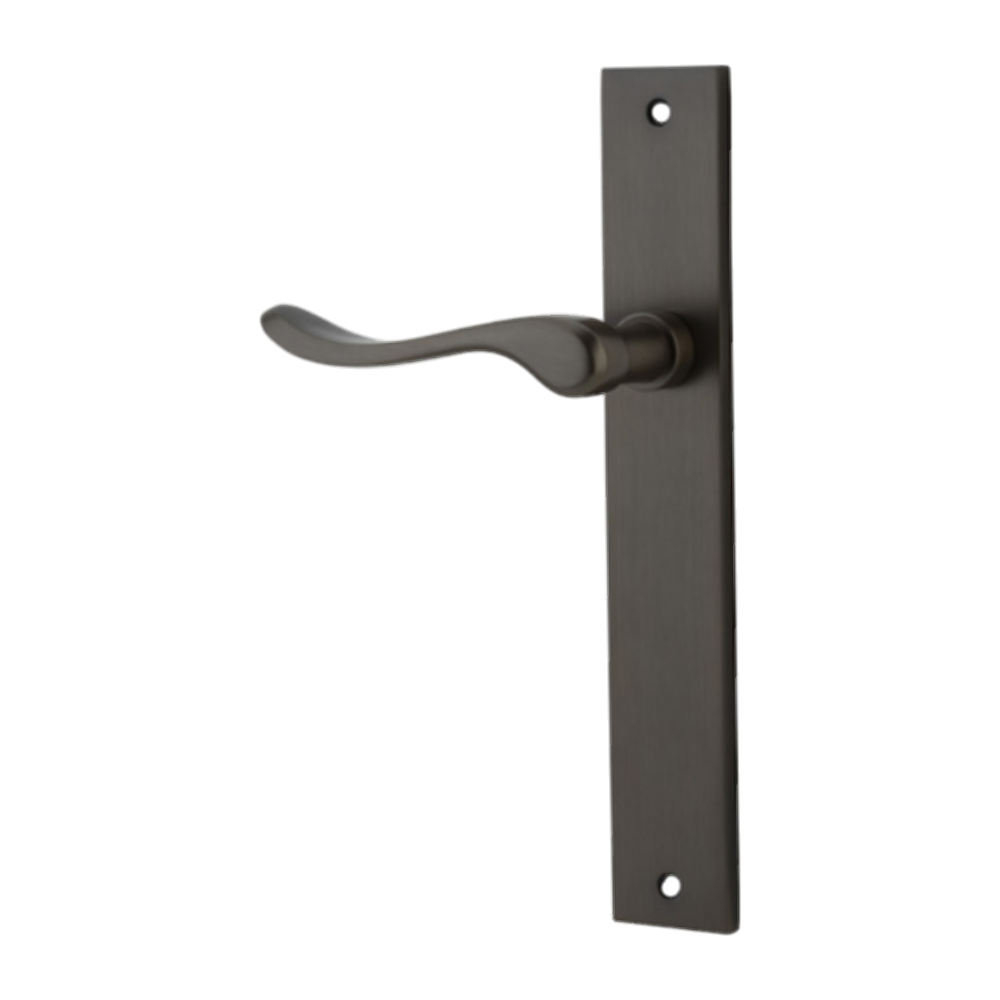 Door Lever Stirling Rectangular Latch Left Hand Fixed Signature Brass L116xP62mm BPH240xW38mm in Signature Brass