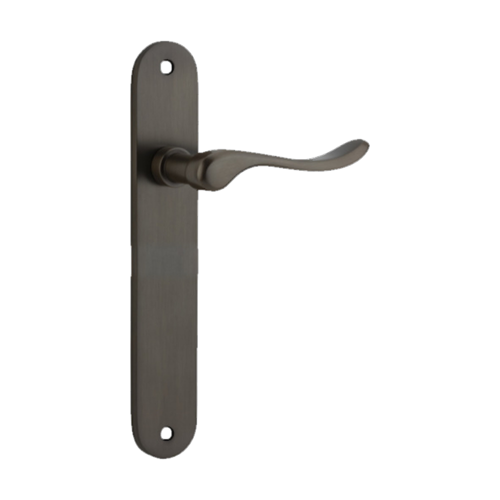Door Lever Stirling Oval Latch Pair Signature Brass H240xW40xP64mm in Signature Brass