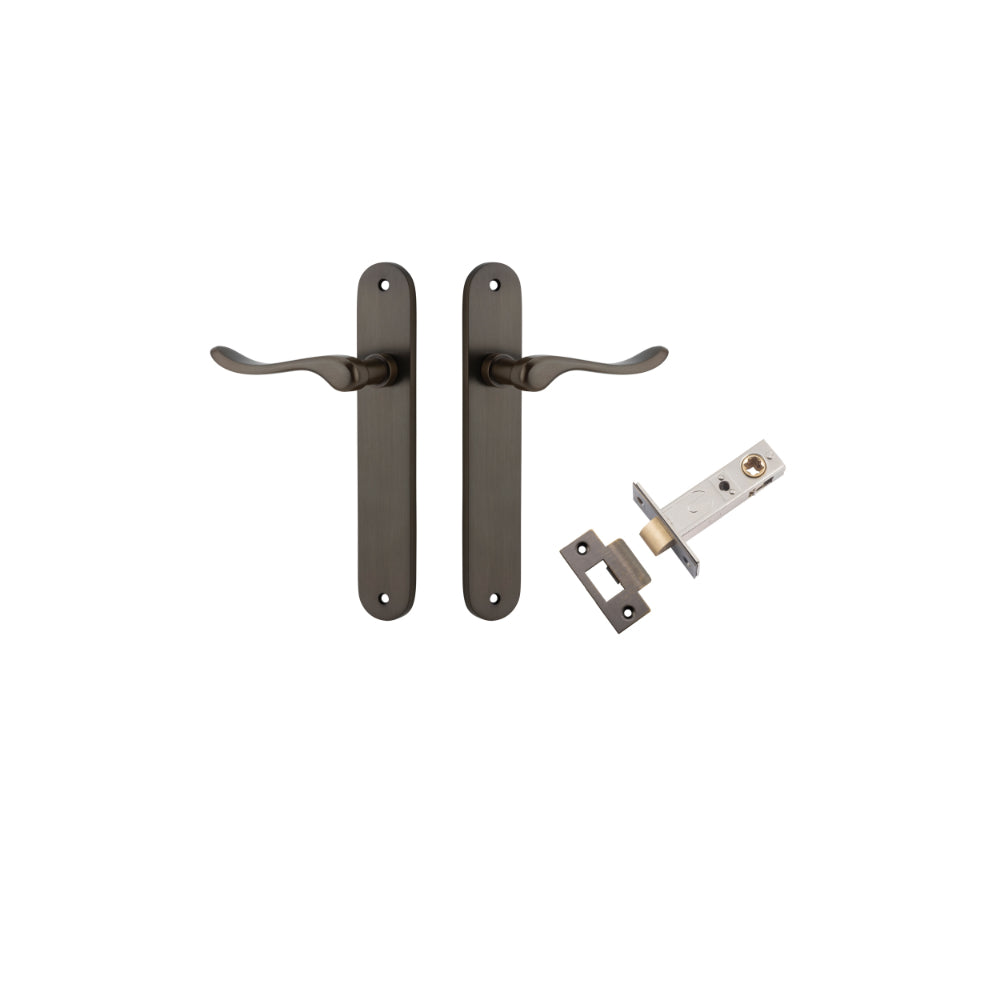 Door Lever Stirling Oval Latch Pair Signature Brass H240xW40xP64mm Passage Kit Tube Latch Split Cam 'T' Striker Signature Brass Backset 60mm in Signature Brass