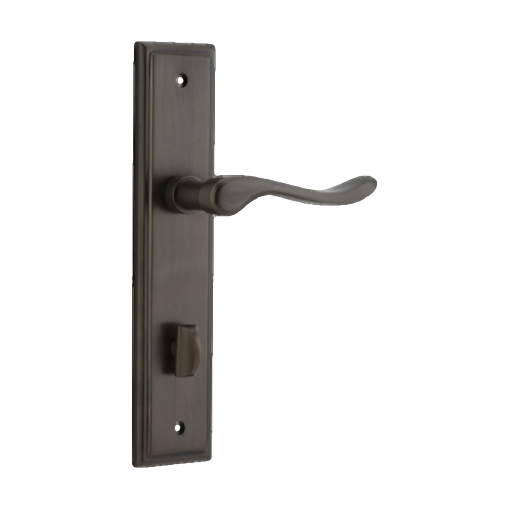 Door Lever Stirling Stepped Privacy Pair Signature Brass CTC85mm H237xW50xP64mm in Signature Brass