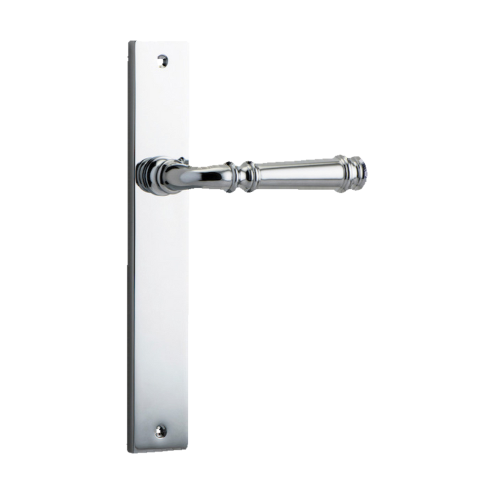 Door Lever Verona on Long Backplate Polished Chrome H237xW50xP59mm in Polished Chrome