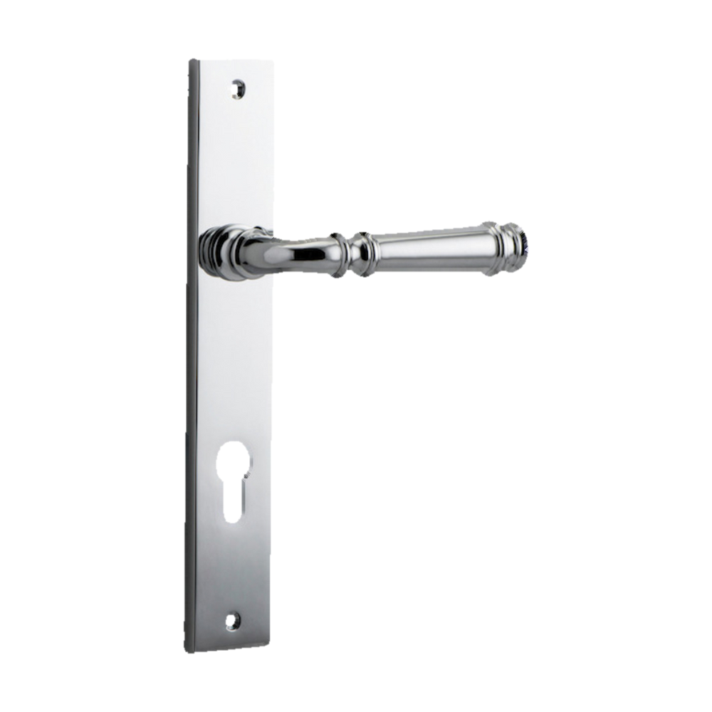 Door Lever Verona Rectangular Euro Polished Chrome CTC85mm H237xW50xP59mm in Polished Chrome