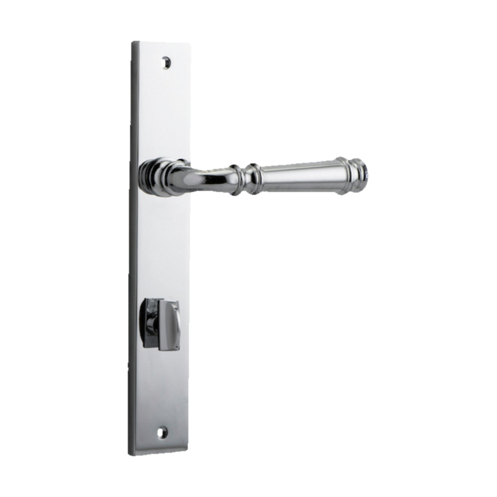 Door Lever Verona Rectangular Privacy Polished Chrome CTC85mm H237xW50xP59mm in Polished Chrome