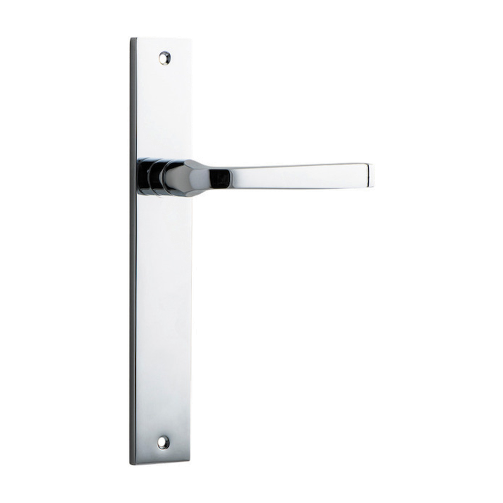 Door Lever Annecy on Long Backplate Polished Chrome H237xW50xP65mm in Polished Chrome