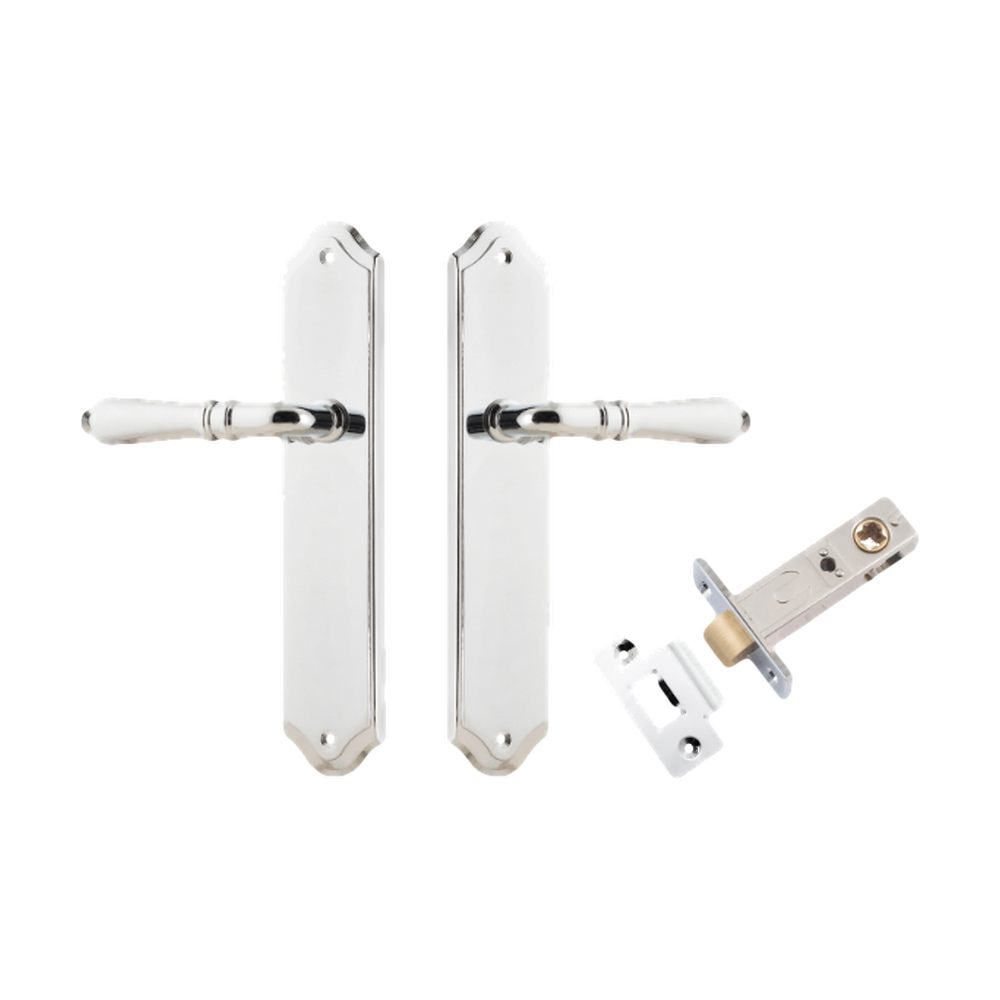 Door Lever Sarlat Shouldered Latch Polished Chrome H250xW48xP57mm Passage Kit Tube Latch Split Cam 'T' Striker Polished Chrome Backset 60mm in Polished Chrome