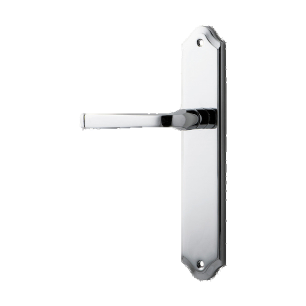 Door Lever Annecy Shouldered Latch Left Hand Fixed Polished Chrome L117xP65mm BPH250xW48mm in Polished Chrome