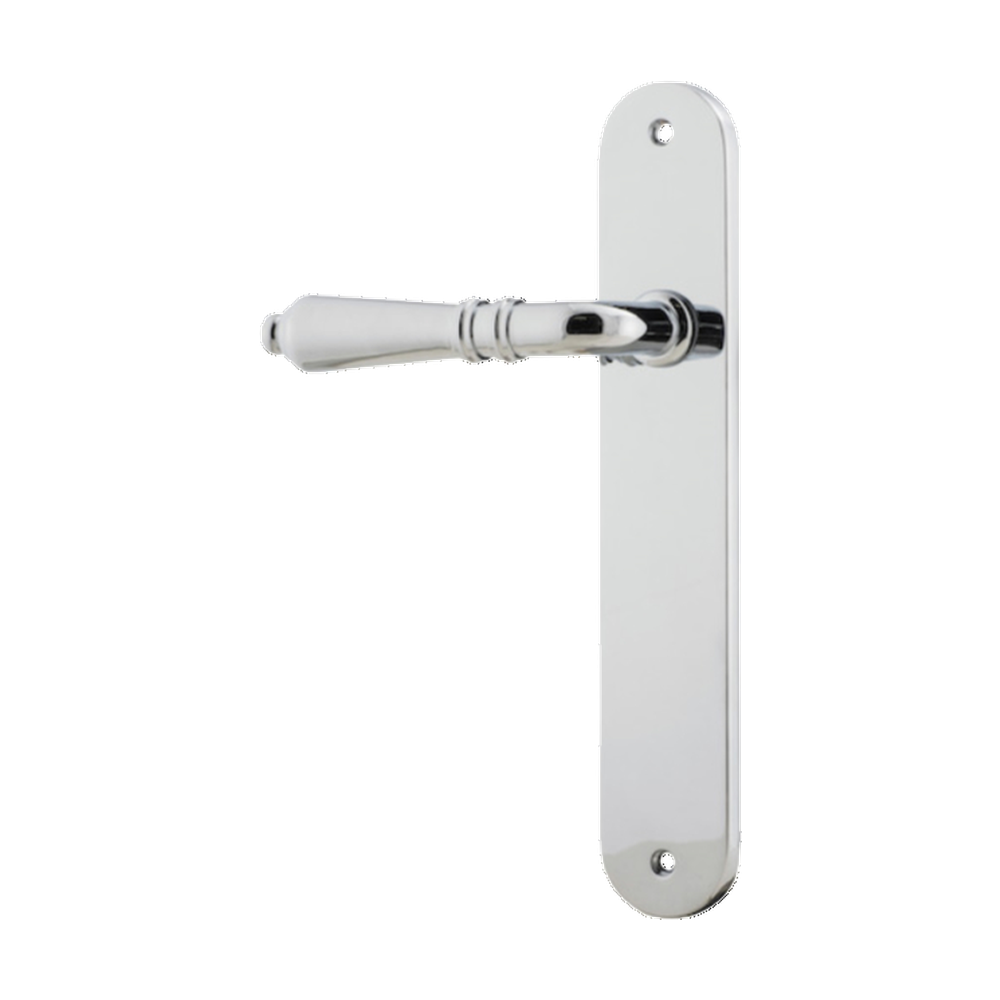 Door Lever Sarlat Oval Latch Left Hand Fixed Polished Chrome L111xP53mm BPH240xW40mm in Polished Chrome