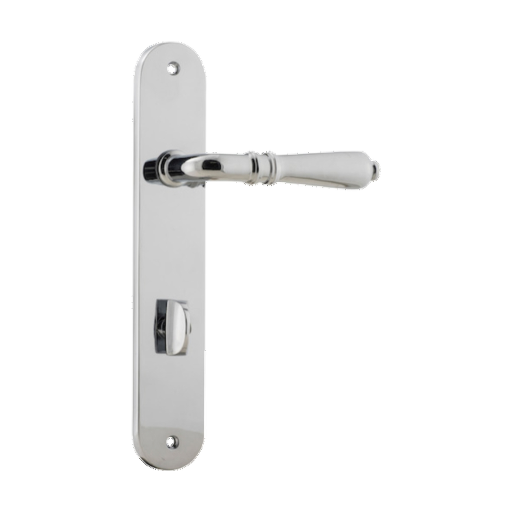 Door Lever Sarlat Oval Privacy Polished Chrome CTC85mm H230xW40xP55mm in Polished Chrome