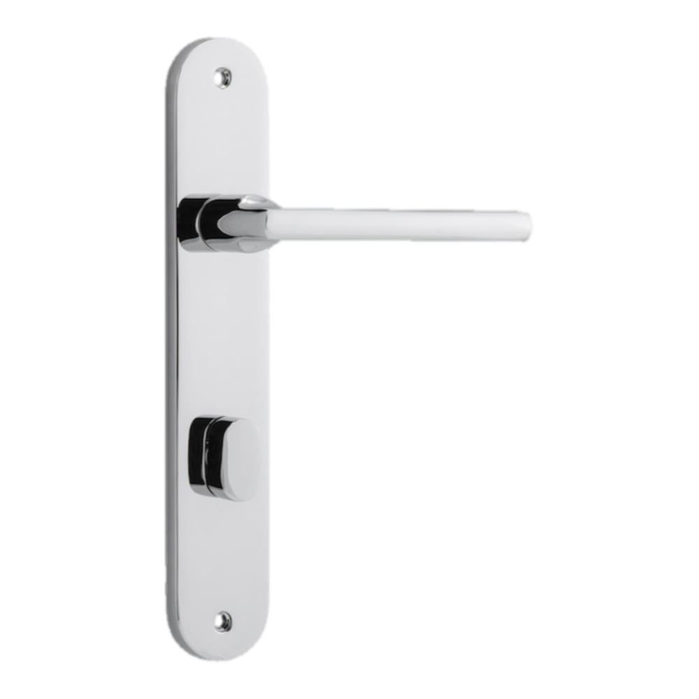 Door Lever Baltimore Oval Privacy Polished Chrome CTC85mm H230xW40xP55mm in Polished Chrome