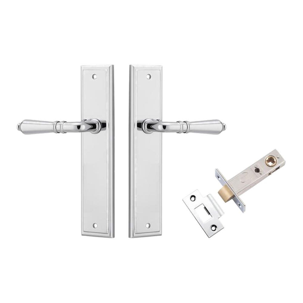 Door Lever Sarlat Stepped Polished Chrome Passage Kit in Polished Chrome