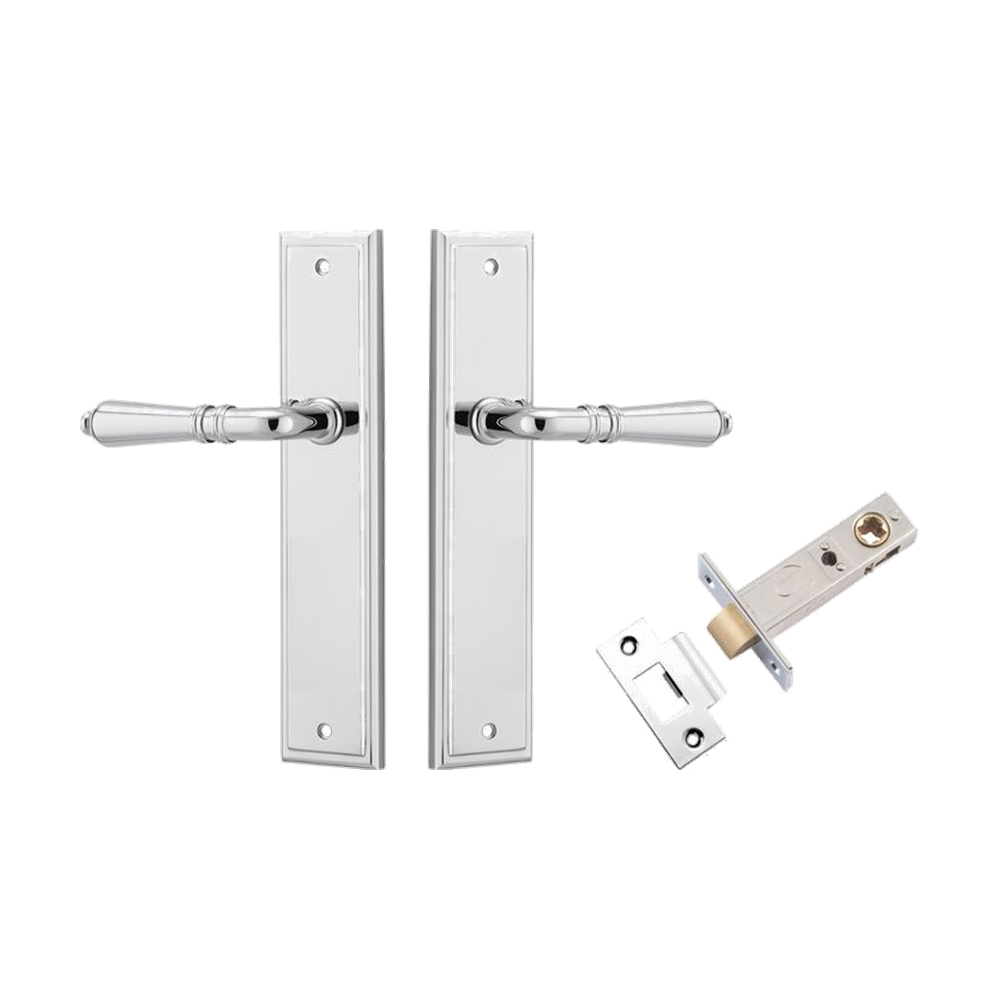 Door Lever Sarlat Stepped Polished Chrome Passage Kit in Polished Chrome