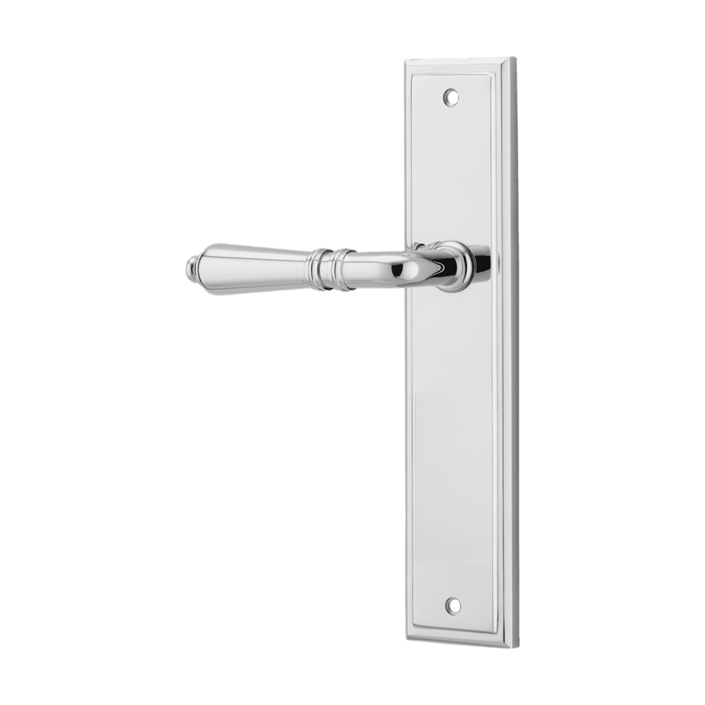 Door Lever Sarlat Stepped Latch Left Hand Fixed Polished Chrome L111xP56mm BPH237xW50mm in Polished Chrome