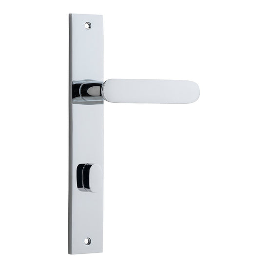 Door Lever Bronte Rectangular Privacy Polished Chrome CTC85mm H240xW38xP65mm in Polished Chrome