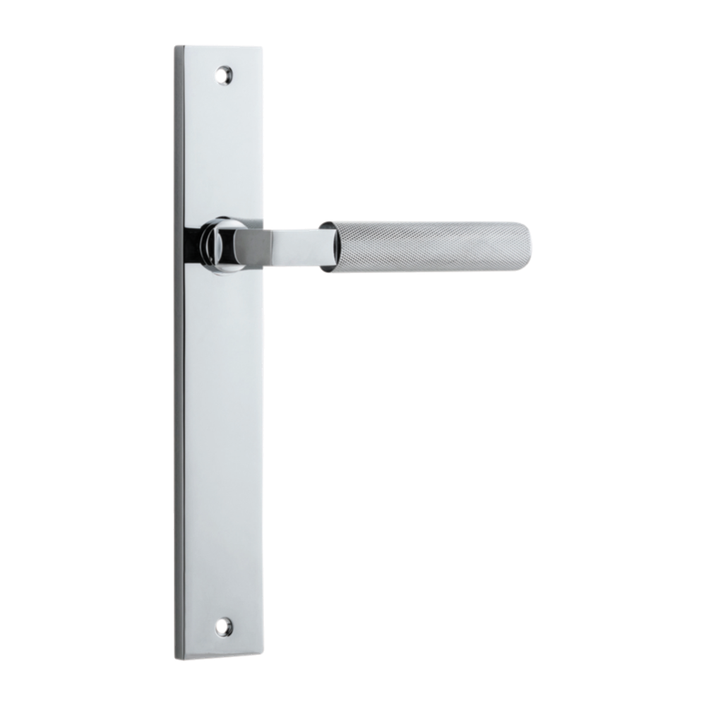 Door Lever Brunswick Rectangular Latch Polished Chrome H240xW38xP60mm in Polished Chrome