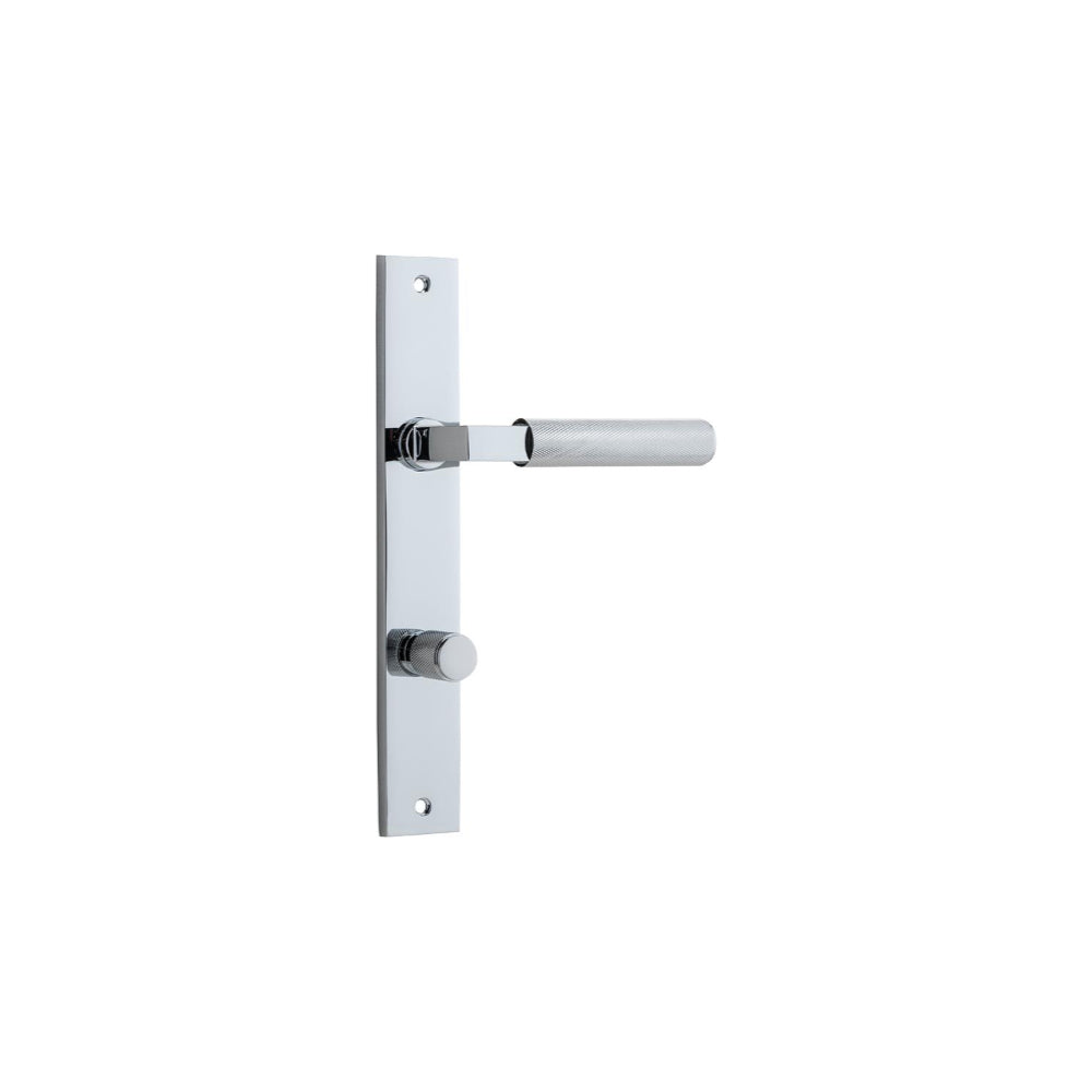 Door Lever Brunswick Rectangular Privacy Polished Chrome CTC85mm H240xW38xP60mm in Polished Chrome