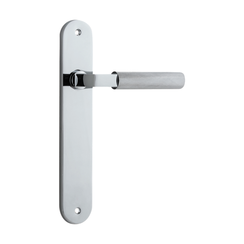 Door Lever Brunswick Oval Latch Polished Chrome H237xW40xP60mm in Polished Chrome
