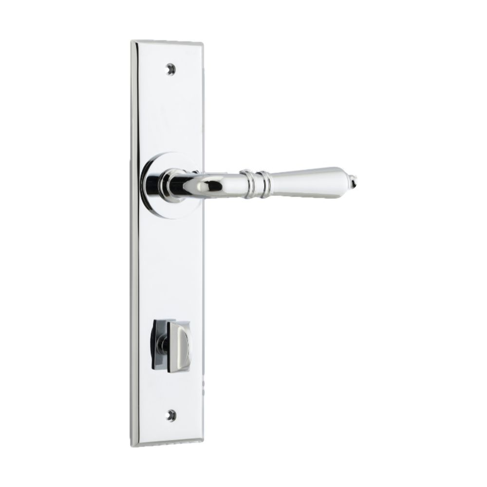 Door Lever Sarlat Chamfered Privacy Polished Chrome CTC85mm in Polished Chrome