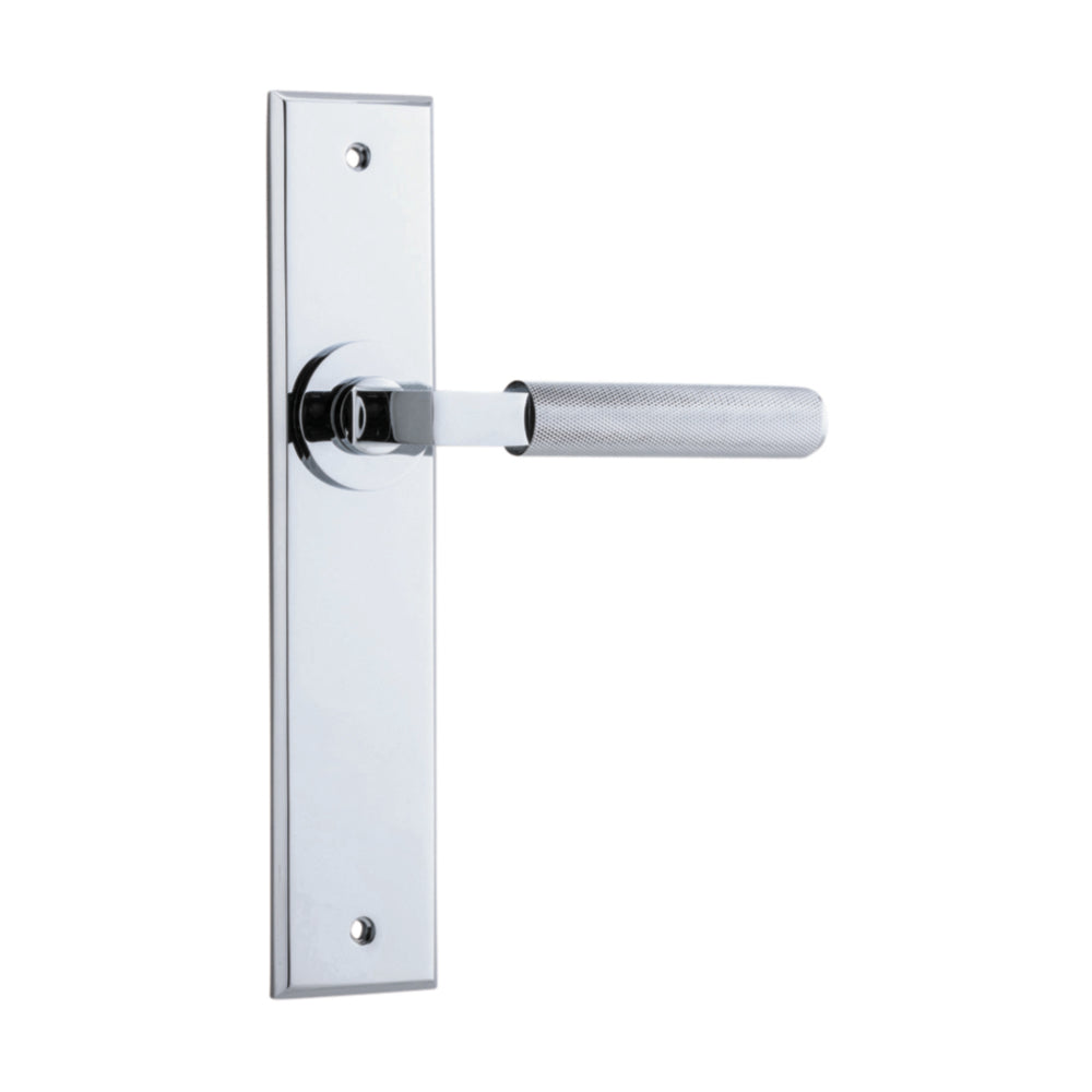 Door Lever Brunswick Chamfered Latch Polished Chrome H240xW50xP60mm in Polished Chrome