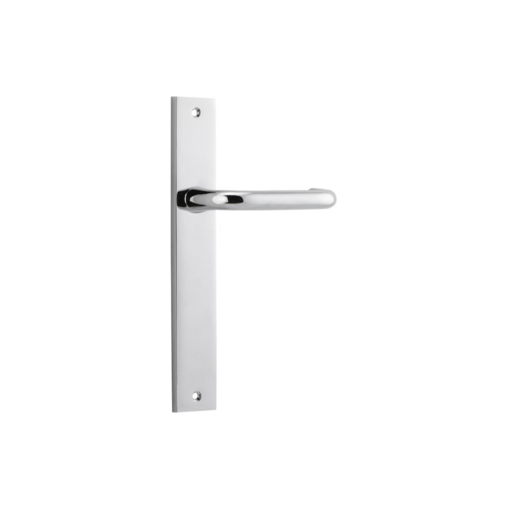 Door Lever Oslo on Long Backplate Polished Chrome H237xW50xP57mm in Polished Chrome
