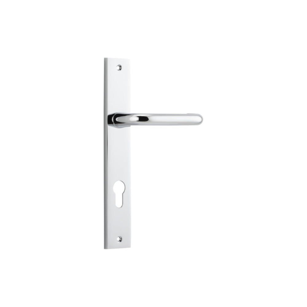 Door Lever Oslo Rectangular Euro Polished Chrome CTC85mm H237xW50xP57mm in Polished Chrome
