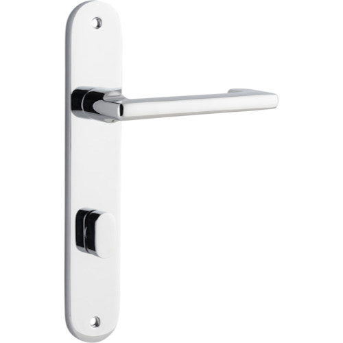 Door Lever Baltimore Return Oval Privacy Pair Polished Chrome CTC85mm H240xW40xP58mm in Polished Chrome