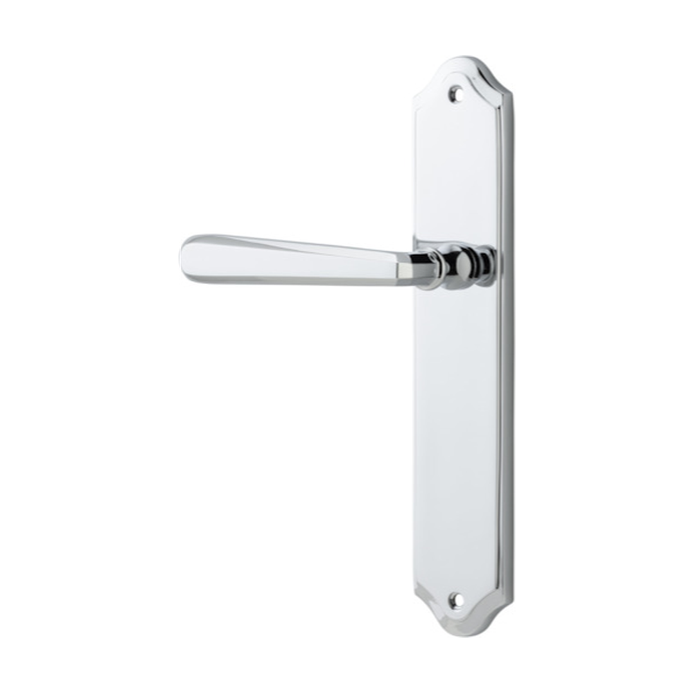 Door Lever Copenhagen Shouldered Latch Left Hand Fixed Polished Chrome L120xP59mm BPH250xW48mm in Polished Chrome