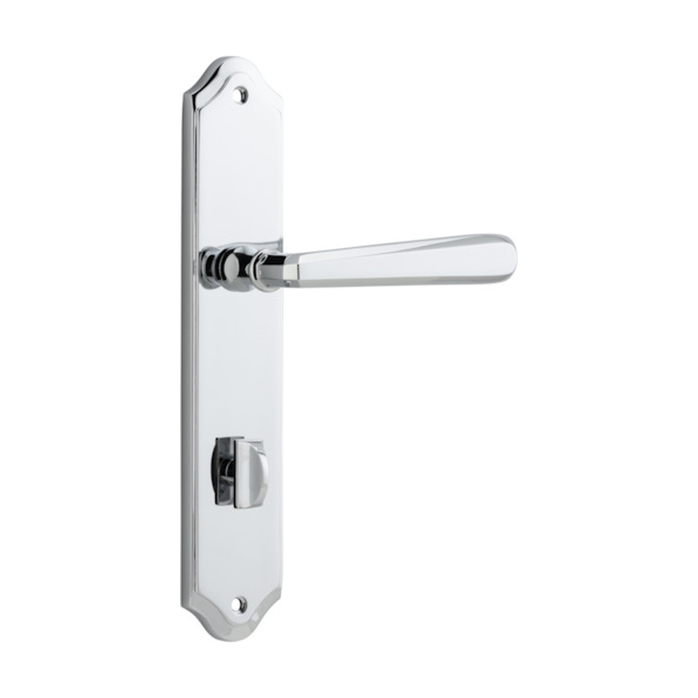 Door Lever Copenhagen Shouldered Privacy Pair Polished Chrome CTC85mm H250xW48xP61mm in Polished Chrome