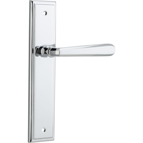 Door Lever Copenhagen Stepped Latch Pair Polished Chrome H237xW50xP61mm in Polished Chrome