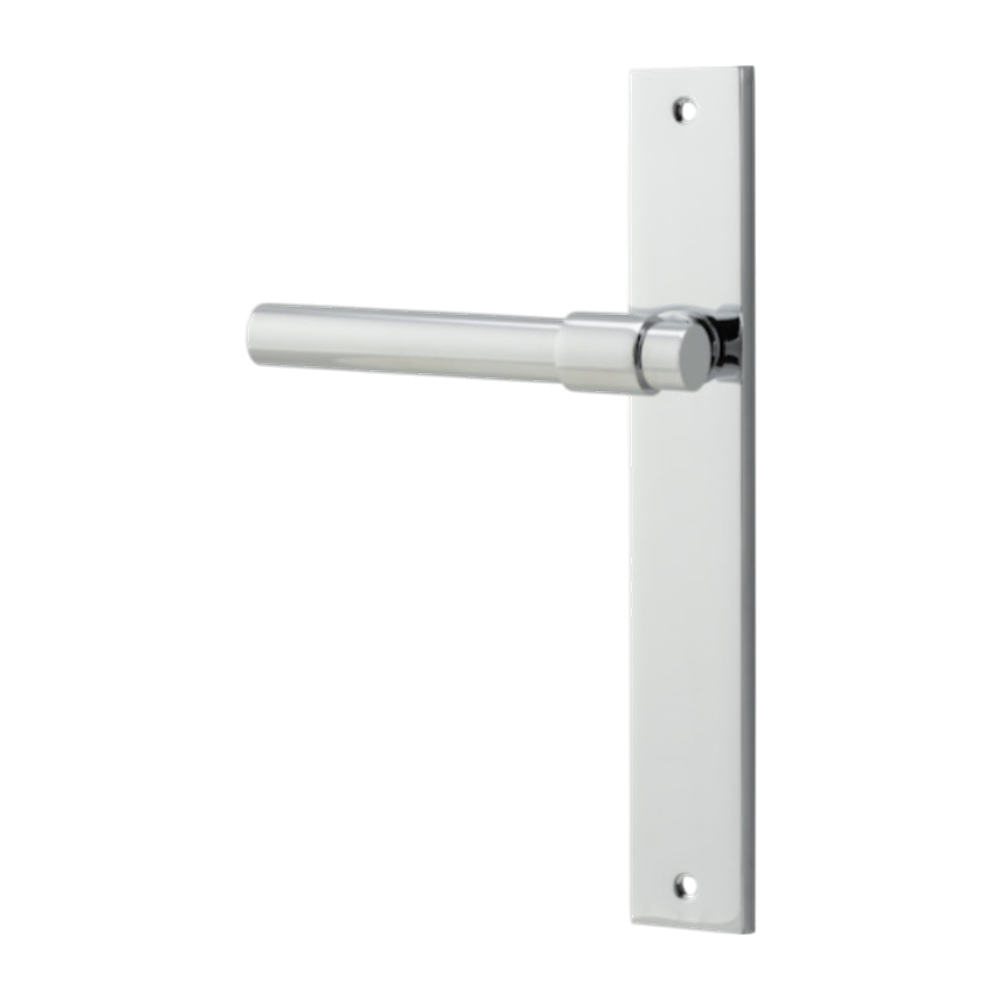 Door Lever Helsinki Rectangular Latch Left Hand Fixed Polished Chrome L137xP58mm BPH240xW38mm in Polished Chrome