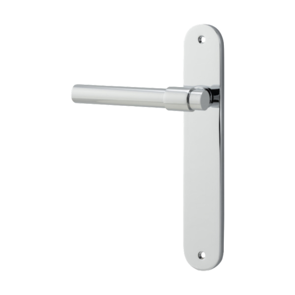 Door Lever Helsinki Oval Latch Left Hand Fixed Polished Chrome L137xP58mm BPH240xW40mm in Polished Chrome
