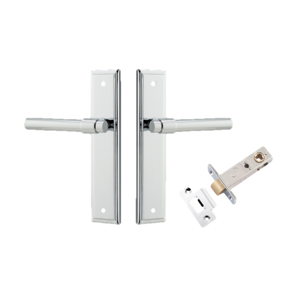 Door Lever Helsinki Stepped Latch Pair Polished Chrome H237xW50xP44mm Passage Kit Tube Latch Split Cam 'T' Striker Polished Chrome Backset 60mm in Polished Chrome