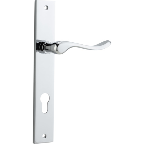 Door Lever Stirling Rectangular Euro Pair Polished Chrome CTC85mm H240xW38xP64mm in Polished Chrome