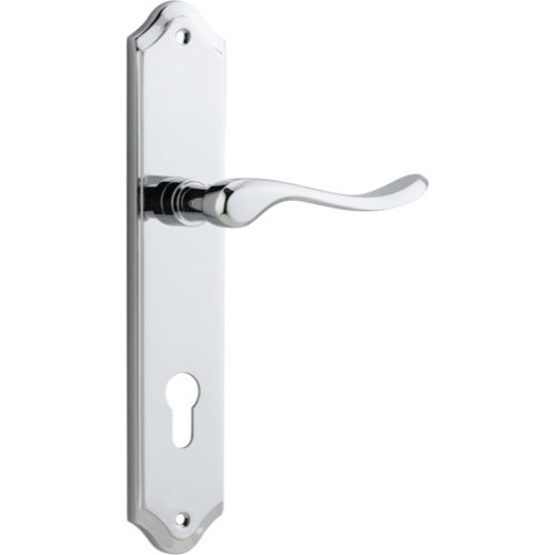 Door Lever Stirling Shouldered Euro Pair Polished Chrome CTC85mm H250xW48xP64mm in Polished Chrome
