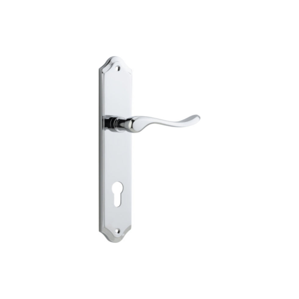 Door Lever Stirling Shouldered Euro Pair Polished Chrome CTC85mm H250xW48xP64mm in Polished Chrome
