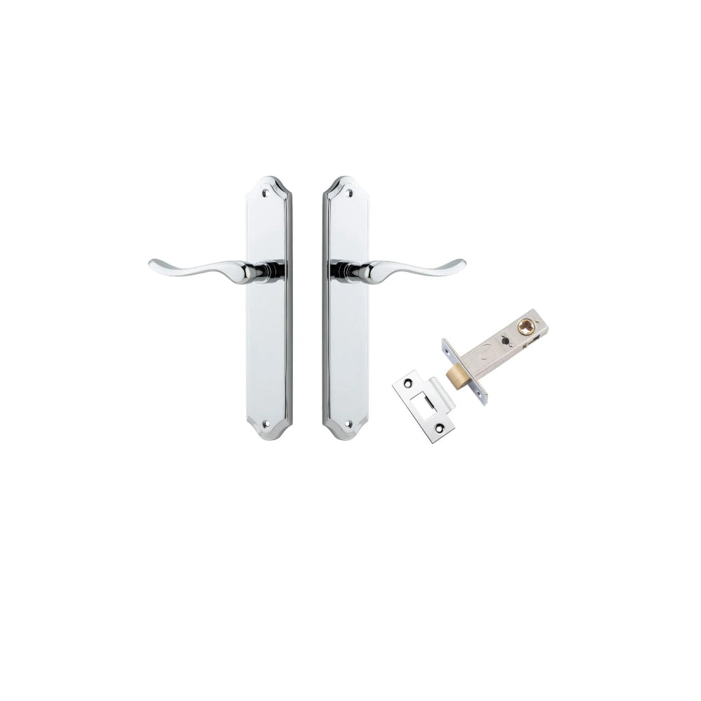 Door Lever Stirling Shouldered Latch Pair Polished Chrome H250xW48xP64mm Passage Kit Tube Latch Split Cam 'T' Striker Polished Chrome Backset 60mm in Polished Chrome