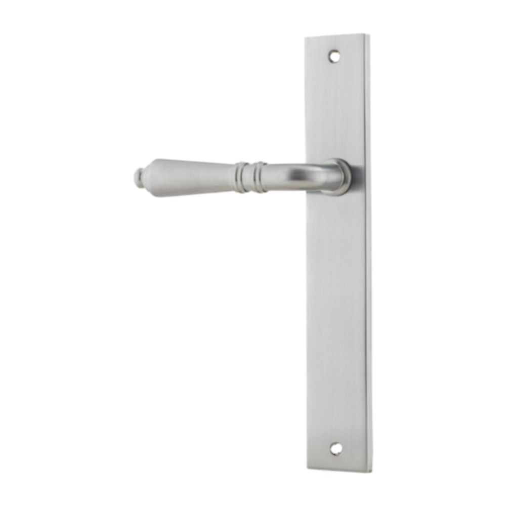 Door Lever Sarlat Rectangular Latch Left Hand Fixed Brushed Chrome L111xP53mm BPH240xW38mm in Brushed Chrome