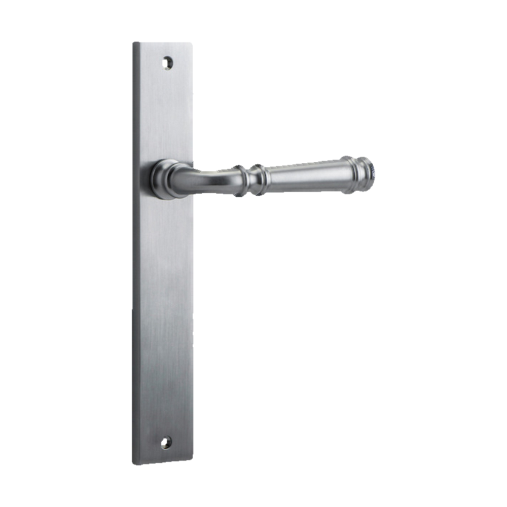 Door Lever Verona on Long Backplate Brushed Chrome H237xW50xP59mm in Brushed Chrome