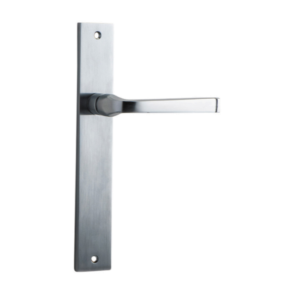 Door Lever Annecy on Long Backplate Brushed Chrome H237xW50xP65mm in Brushed Chrome