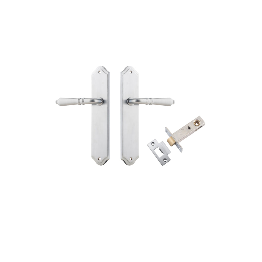 Door Lever Sarlat Shouldered Latch Brushed Chrome H250xW48xP57mm Passage Kit Tube Latch Split Cam 'T' Striker Brushed Chrome Backset 60mm in Brushed Chrome
